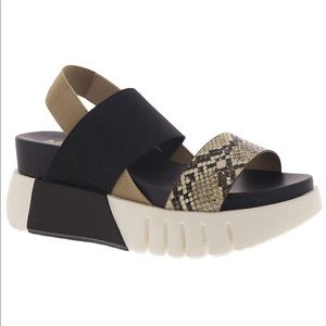 MIA Zofia Sporty Platform Snakeskin Wedge Sandals